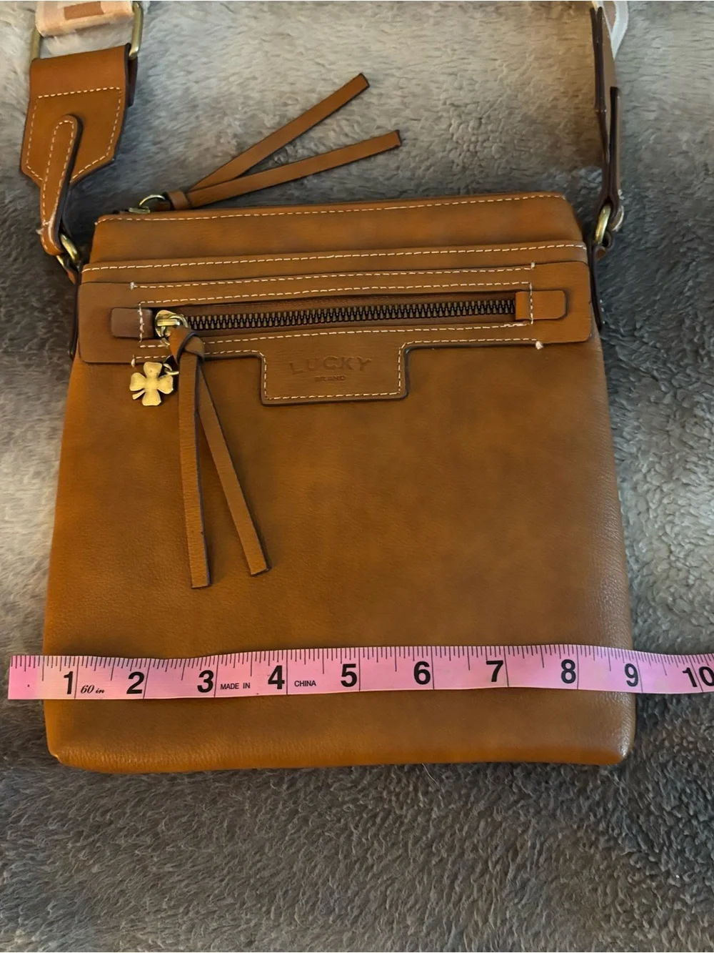 Lucky Brand Lani Vegan Leather Crossbody Bag Dachshund Logo Strap